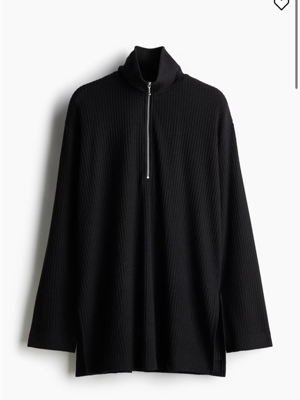 H&M Black Ribbed Half-Zip Sweater